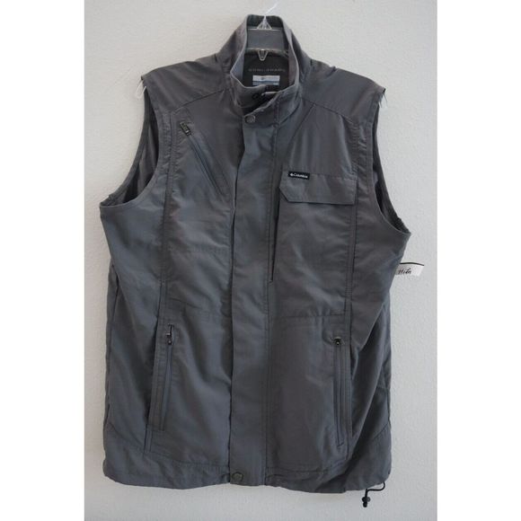 Columbia Men's Sz L Gray Omni-Shade Silver Ridge II Utility Pockets Vest - Picture 1 of 9